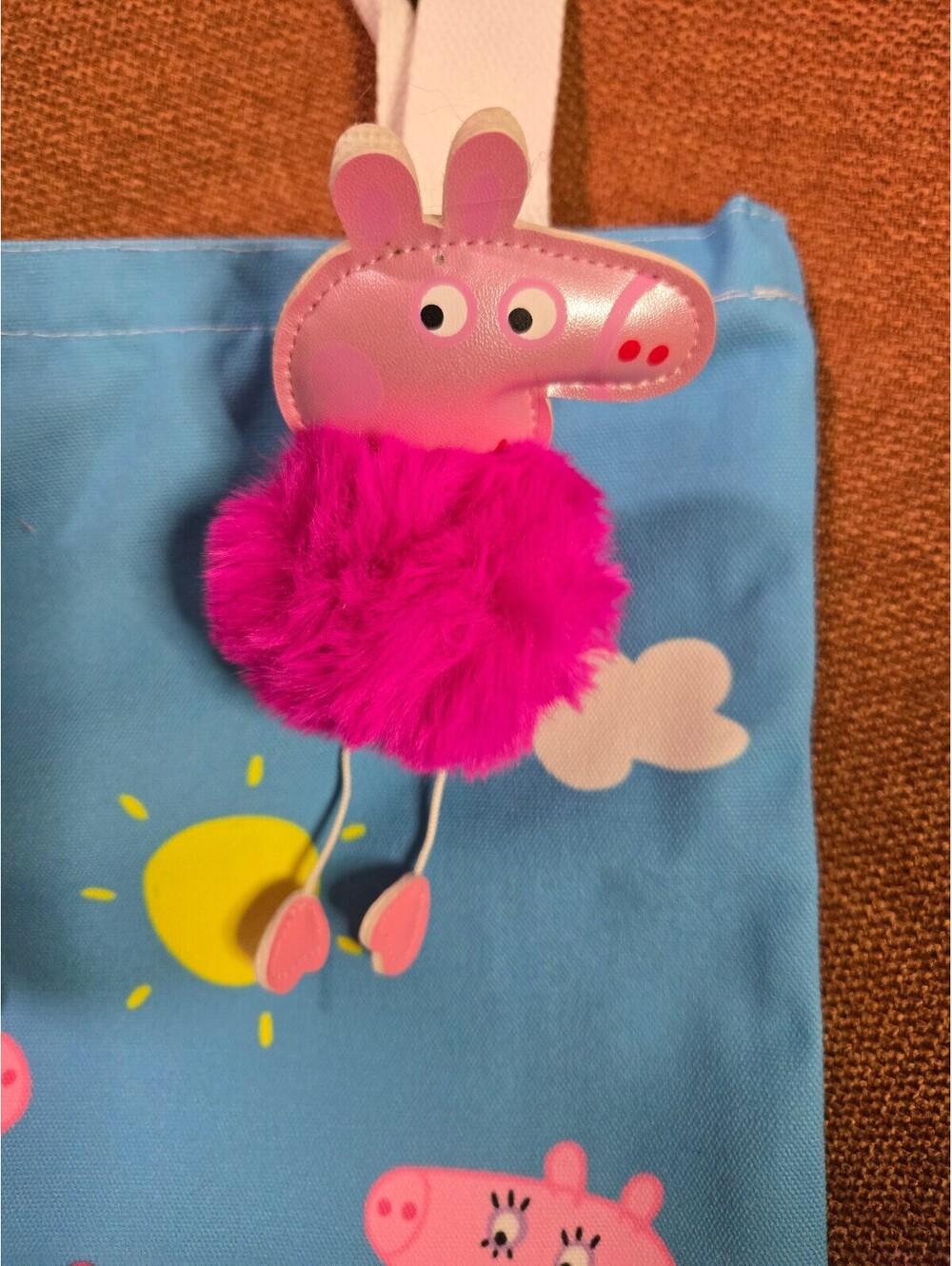Dulami Peppa Pig Bright Pink Pom Pom Bag Charm Keychain